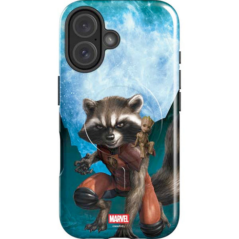 Marvel Rocket and Baby Groot Cosmic Bond iPhone 16 Magsafe Impact Case